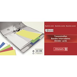 Brunnen 106604095 Divider Strips 10.5 x 24 cm Landscape Cardboard Perforated 100 Divider Strips Assorted Colours