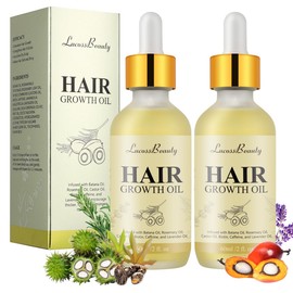 Veganic Hair Oil, Natural Hair Growth Oil with Batana, Rosemary, Biotin, Castor, Caffeine, Coconut for Hair Loss Care, Thickening Mask for Women Men (2Pcs x 60ml)