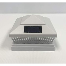 2-Pack White Solar 6 in. x 6 in. Vinyl/PVC/Wood Square Fence Outdoor Post Cap Deck Lights (White LED with 50 Lumens)