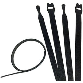 8" Long Hook & Loop Wrap Cable Ties - 25 Pieces - Color Black