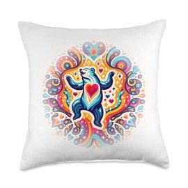 Trippy Bear Hippie Music Festival Essential Rave Graphic Throw Pillow