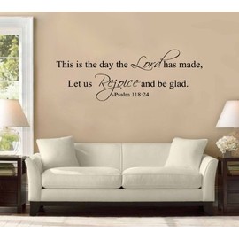 31" This is The Day The Lord Hath Made Let Us Rejoice and Be Glad Psalm 118:24 Wall Decal Sticker Christian Bible Verse Home Decoration Décor Scripture Faith