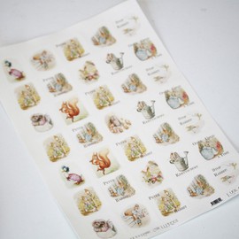 Luck and Luck Peter Rabbit Themed Sticker Sheet - 35 square stickers - Beatrix Potter