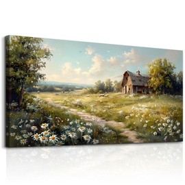 KELIYUAN Large Wall Art For Living Room Canvas Wall Decor For Bedroom Office Wall Decoration Vintage Country Field Landscape Painting Framed Pictures Artwork Room Mural Aesthetic Home Decor 30"x60"