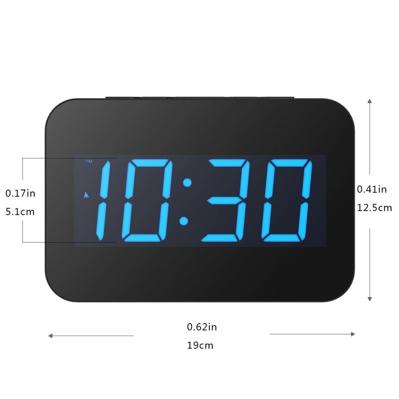 BALDR Table Clock Big Time Display with Blue Backlight