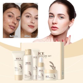 Kit facial de arroz 5 en 1 para mujer – Limpieza, hidratación y luminosidad