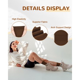 Justay 6 Pairs Pilates Socks with Grips for Women - Crew Non Slip Grippy Yoga Socks Athletic Ballet Dance Workout Hospital