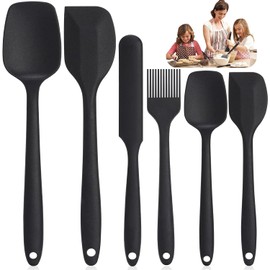Utensilios de Cocina de Silicona: 6 Negro Juegos Utensilios Cocina de Silicona - Paleta Utensilios Cocina Goma Resistente al Calor y Antiadherente Sin BPA No Tóxico