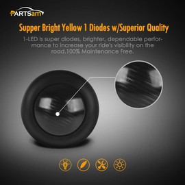 Partsam 2pcs 3/4" Smoked Amber LED Clearance Light Side Marker Light w/Rubber Grommet, Grill Lights Turn Signals For Truck Trailer Pickups RV, 12V, FLush Mount