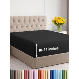 Extra Deep Pocket Fitted Sheet - Single Fitted Sheet Only - Extra Deep Pockets Twin XL Size Sheets - Fits 18 in to 24 in Mattress - Extra Deep Twin XL Fitted Sheet - Deep Pockets That Actually Fits