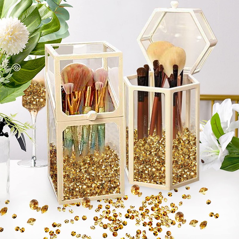 Toaob 10000 Pieces Crystals in Diamond Shape Acrylic Gold 3