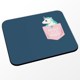 Mauspad Blau – Pocket Full of Magic Einhorn Magie – (Maße 24 x 20 cm)