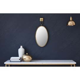 Creative Co-Op Oval Metal Framed Wall Mirror with Bracket, Gold