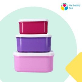 My sweety pop - Set of 3 Monster High snack boxes - lunch box - for children - nursery - kindergarten - school - holiday - meal - 11.5 cm - for girls - purple/pink - gift idea