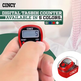 CINCY Clicker Count – Multi Color LED for Day & Night Use, Instant Reset, Accurate & Quiet, Comfortable Grip, Long Battery Life – for Events, Gym & Crowd Control – Battery Included – Red