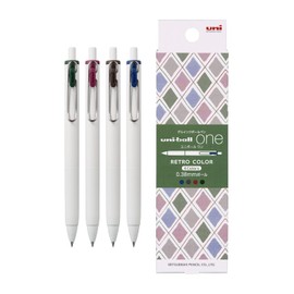 Mitsubishi Pencil Gel Ballpoint Pen Uni-Ball One 0.38 Limited 4 Color Assortment, Retro Color, H.UMNS38RT4C