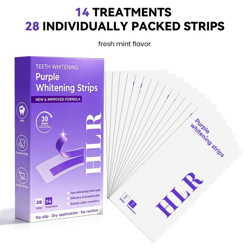 Purple Teeth Whitening Strips | Enamel Safe | Zero Residue
