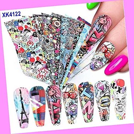 10pcs 20x4cm Leopard Print Animal Rose Flowers Nail Foil Transfer Sticker Xk4122 for Nails Design Nail Art Stickers Decals Supplies Manicure Tips Sticker Colorful for Nail Decorations