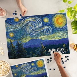 Blue Ridge Parkway, Starry Night (1000 Piece Puzzle, Challenging Jigsaw Puzzle for Adults, Made in USA)