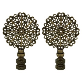 Royal Designs Traditional European Filigree Lamp Finial for Lamp Shade- Antique Brass Set of 2