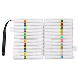 24 Glitter Brush Marker Pens Real Brush Tip Sparkle Glittery Paint Pen Shimmer Markers Soft Brush Nib Travel Display Case Assorted Colours Artist Set Paintbrush Tips (24 Colour Glitter Brush Pen Set)