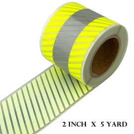 NOZUONO High Visibility Reflective Heat Transfer Vinyl Iron On Tape for Clothing 2in x 5yd (Fluorescent Yellow Striped)
