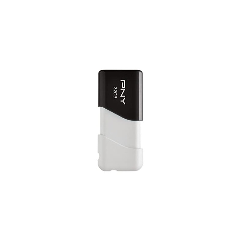 PNY Compact Attache 32GB USB 2.0 Flash Drive - Black/White
