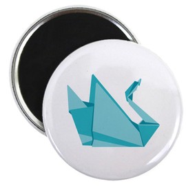 CafePress Origami Swan Magnets 2.25" Round Magnet, Refrigerator Magnet