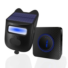 HoneTeek Solar Driveway Alarm, Wireless 600ft Range Driveway Motion Sensor Alarm Weatherproof, Weather Resistant Motion Sensor & Detector Outdoor, Home Security Alert System-1 Sensor & 1 Doorbell