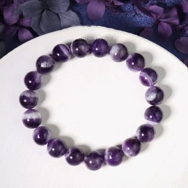 Unbranded Natural Chevron Amethyst Beaded Crystal Healing Power Natural Men Women Bracelet