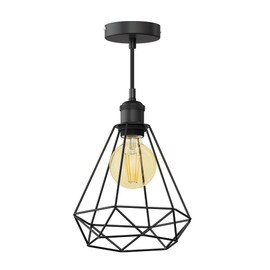 ledscom.de Retro Vintage Pendant Light Black Cage Shade + LED Lamp Gold Max. 818 lm 3 Levels Extra Warm White
