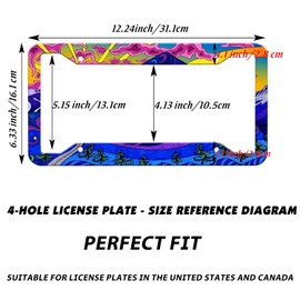 Hippie Clouds Retro Style License Plate Frames Stainless Steel Rust-ProofAuto Parts License Plate Trim Screws Fit Standard U.S. License Plate 1 Piece, 12.2 "x 6.3"