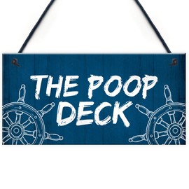 RED OCEAN Funny Nautical Theme Sign For Bathroom Toilet Loo Beach Theme Home Decor