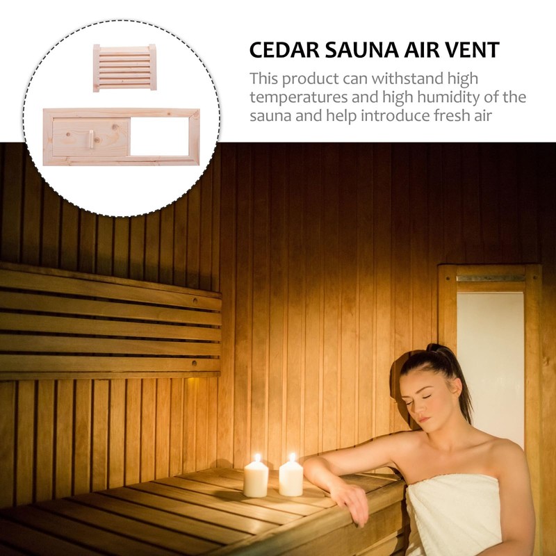 Mikikit Wooden Rectangle Air Vent, Sauna Air Vent, Adjustable Sauna