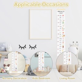 Surplex Hanging Measurement Ruler for Kids, Baby Height Growth Chart Nursery Wall Hanging Height Chart for Children Teenager Growth Record Room Decoration (White-1)