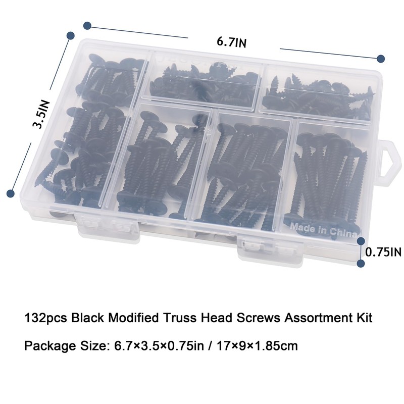 JEGONFRI #8 Modified Truss Head Black Wood Screws Assortment Kit,