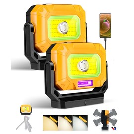Keadeso 2Pack Magnetic Work Light, 1500LM led Work Light, 4000mAh Rechargeable Work Light with 360°Rotating Magnetic Stand & Hook, 15 Modes, Magnetic Flashlight for Car Repairing/Emergency/Camping