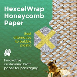 IDL Packaging HexcelWrap Cushioning Kraft Paper 15.25" x 300' in Self-Dispensed Box – Eco-Friendly Honeycomb Alternative to Bubble Wrap – Innovative Packing Paper Roll for Shipping and Moving