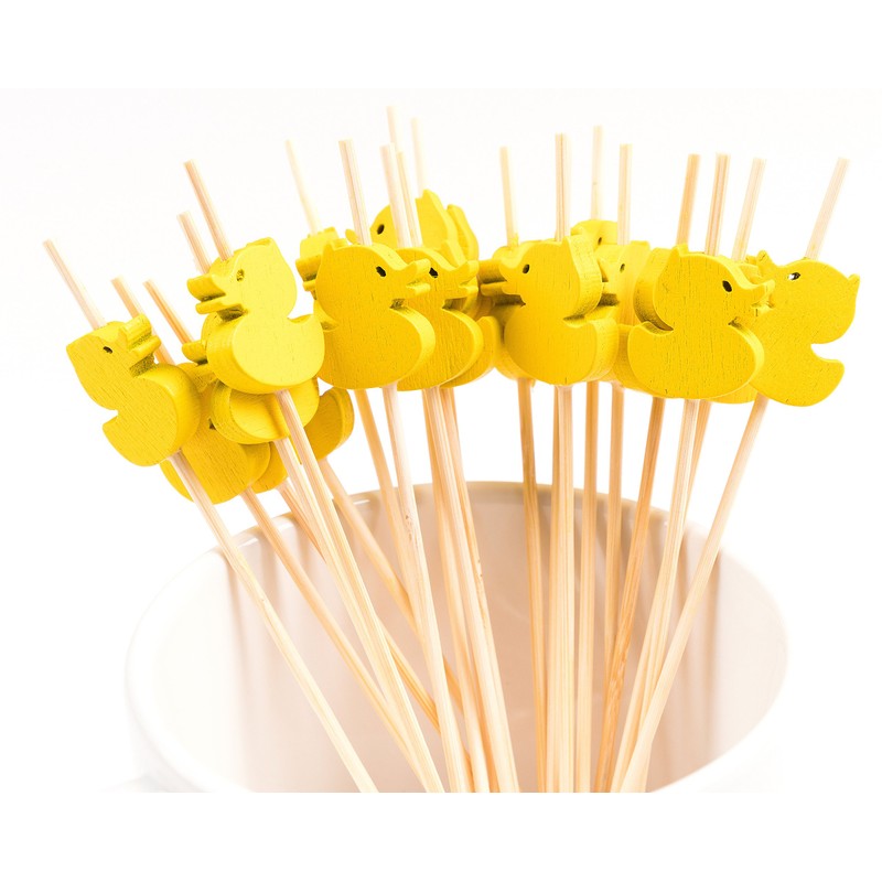 PuTwo Cocktail Picks Handmade Bamboo Toothpicks 100ct 4.7" in Yellow