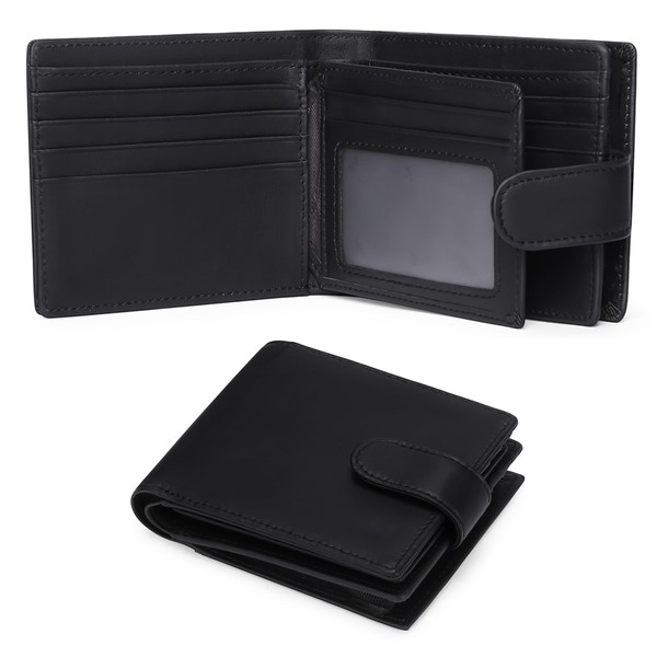 GOIACII Mens Wallet Large Capacity Genuine Leather RFID Blocking Bifold
