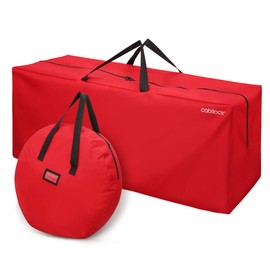 Cabilock 1 Set Christmas Tree Storage Bag and Wreath Bag with Handles,53cm x 15cm x 21cm and 65cm x 5.9cm, for Festival Christmas Holiday