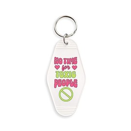 TeesAndTankYou No Toxic People Vintage Style Motel Keychain Key Tag 3.5" White