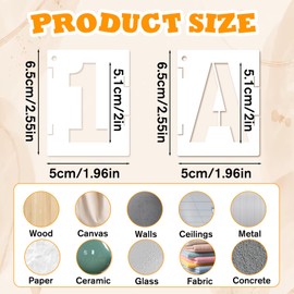 JJUNW 42-Piece Letter Stencil Set, Reusable Letters Numbers Sign Stencils, Washable Plastic Number Stencils, Alphabet Stencil for DIY Wooden Signs, Painting, Crafts (2 Inches)