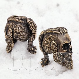 СooB EDC Paracord Bead, Knife Lanyard Bead, Beard Bead, Charm Movie Collection. Metal Hand-Casted Paracord Beads Pendants for Paracord Lanyards Bracelets 1Pcs/Lot ( Ragnar Skull Bronze )