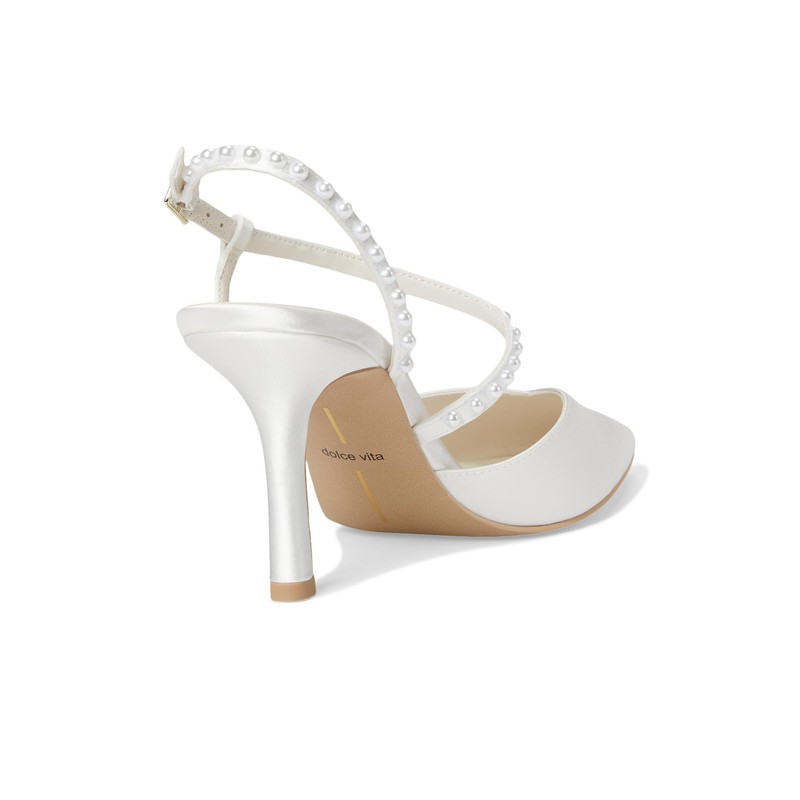 Dolce Vita Women's, KAMRA Pearl True White Satin, 9, Medium