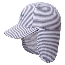 Gifts Treat Baby Kids Sun Hat, Cotton Hat for Baby Boys Girls Windproof Hat in Cartoon Pattern, Baby Sun Hat with Neck Protection, Blue Striped Whale, 2 - 4 years