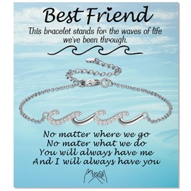 EPIRORA Friendship Gifts for Women Girls, Best Friend Wave Bracelet Gifts Ideas Silver BBF Wave Bracelet for Bestie Soul Sister Female, Christmas Birthday Anniversary Jewelry Present for Her