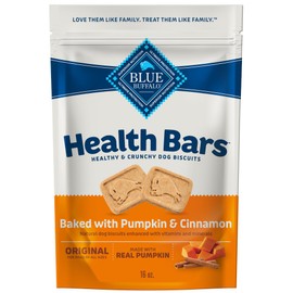 Blue Buffalo Health Bars Crunchy Dog Biscuits, Oven-Baked with Natural Ingredients, Pumpkin & Cinnamon, 16-oz Bag