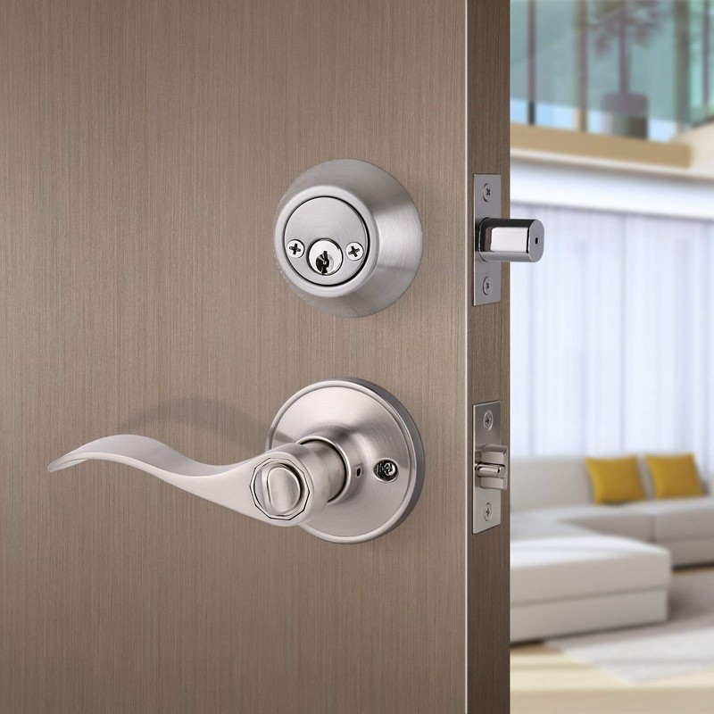 Keyed-Alike Door Levers and Double Cylinder Deadbolts Combination Sets Locksets