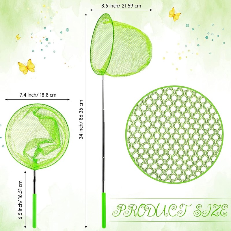 3 Pack Kids Fishing Net,Extendable Butterfly Net,3 Colours Mesh Net